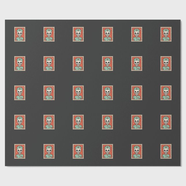 Halloween Skeleton Nurse Stamp Design_1 Wrapping Paper (Flat)