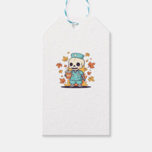 Halloween Skeleton Nurse With Coffee Classic T-Shi Gift Tags