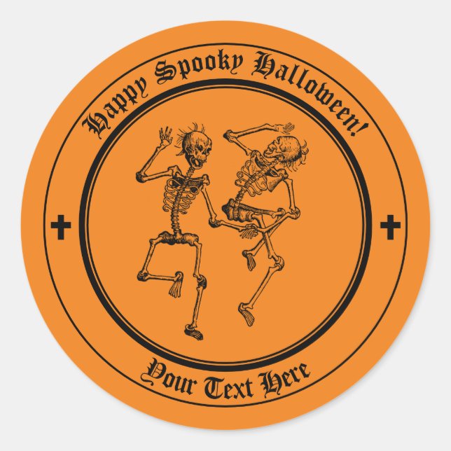 Halloween Skeleton Orange & Black Sticker (Front)