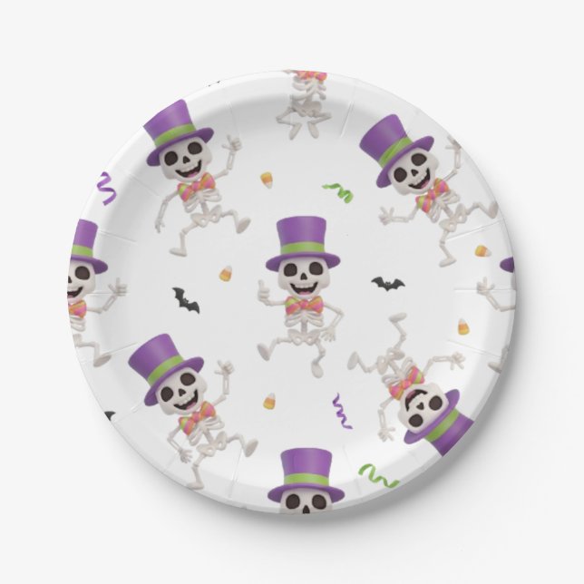 HALLOWEEN SKELETON PAPER PLATE (Front)