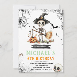 Halloween skeleton party invitation