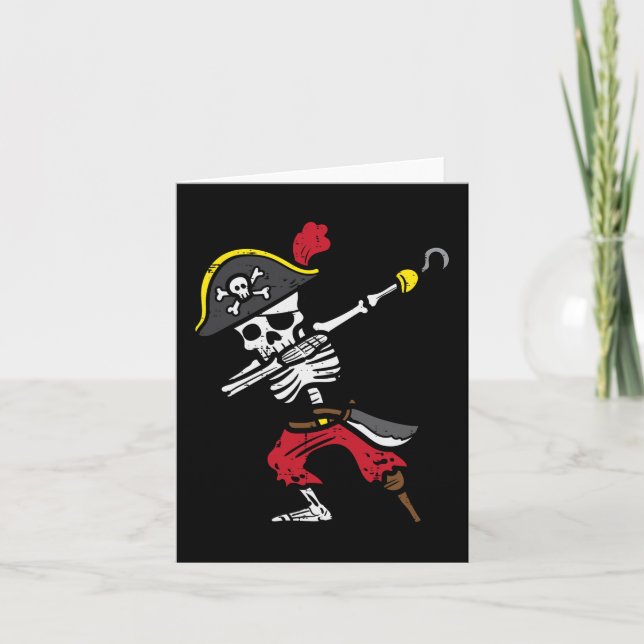 Halloween Skeleton Pirate Dab Costume Boy Kids Tod Card (Front)