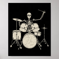 Halloween Skeleton Playing Drum Cute Funny Drums G