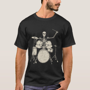 Halloween Skeleton Playing Drum Cute Funny Drums G T-Shirt