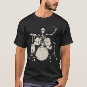 Halloween Skeleton Playing Drum Funny Drums Gift T-Shirt