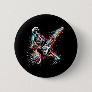 Halloween Skeleton Playing Guitar - Rock And Roll 6 Cm Round Badge