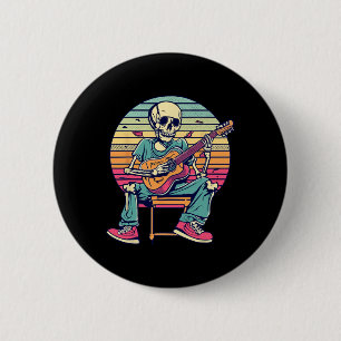 Halloween Skeleton Playing Guitar Rock And Roll Nd 6 Cm Round Badge
