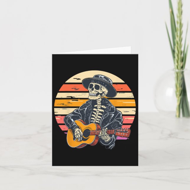 Halloween Skeleton Playing Guitar Rock And Roll Nd Card (Front)