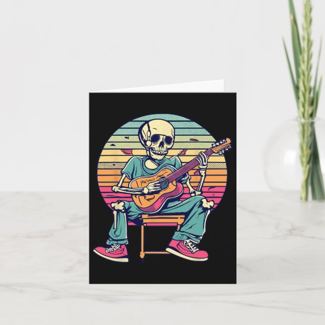 Halloween Skeleton Playing Guitar Rock And Roll Nd Card (Front)