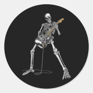 Halloween Skeleton Playing Guitar Rock And Roll Nd Classic Round Sticker