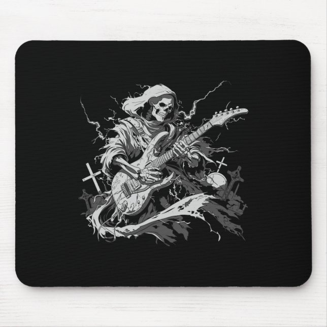 Halloween Skeleton Playing Guitar Rock And Roll Nd Mouse Pad (Front)