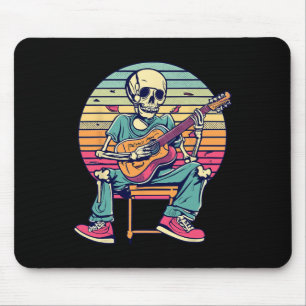 Halloween Skeleton Playing Guitar Rock And Roll Nd Mouse Pad