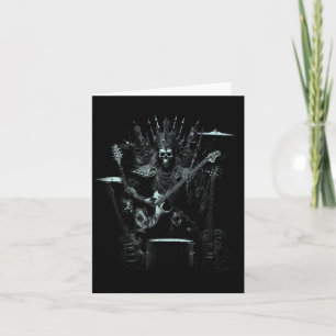 Halloween Skeleton Playing Guitar Throne Rock And Card