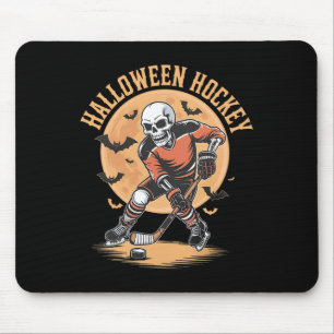 Halloween Skeleton Playing Hockey Vintage Skeleton Mouse Pad