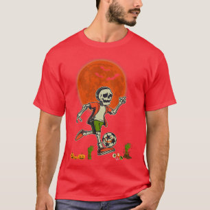 Halloween Skeleton Playing Soccer Scary Pumpkins P T-Shirt