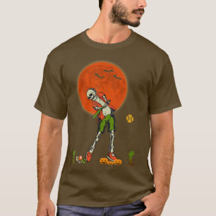 Halloween Skeleton Playing Softball Scary Pumpkins T-Shirt