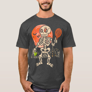 Halloween Skeleton Playing Tennis Funny Player Coa T-Shirt