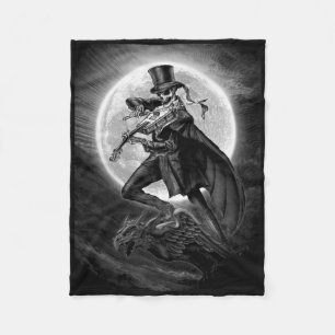 Halloween Skeleton Playing Violin - Rock And Roll  Fleece Blanket
