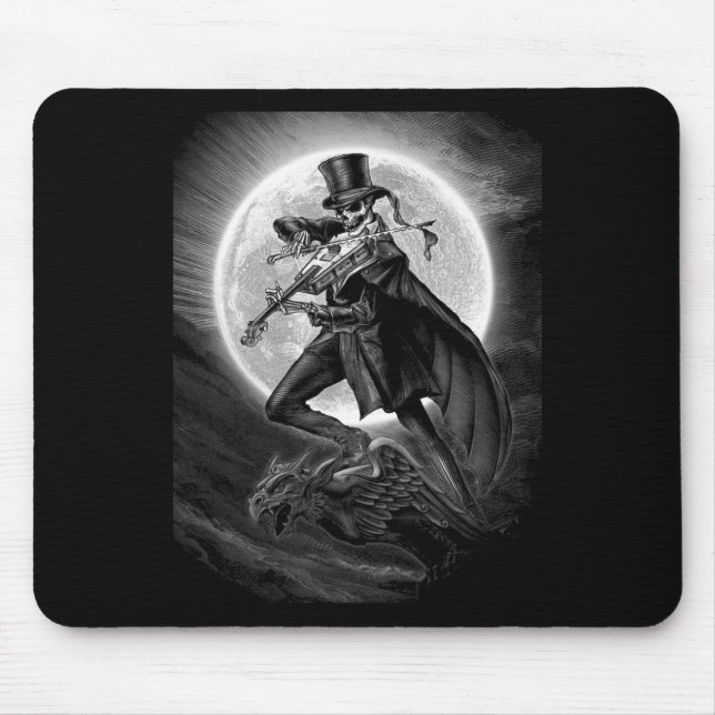 Halloween Skeleton Playing Violin - Rock And Roll  Mouse Pad (Front)