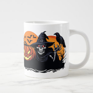 Halloween Skeleton Portrait Pumpkin Magic 🦇 Large Coffee Mug