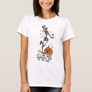Halloween Skeleton Pumpkin Fall Autumn Spooky Gift T-Shirt
