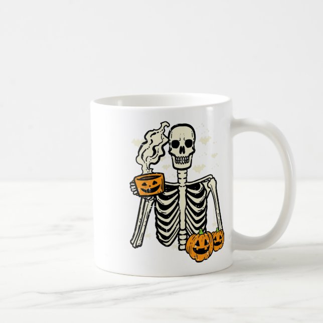 Halloween Skeleton Pumpkin Fall Coffee Fun Costume Mug (Right)