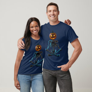 Halloween Skeleton Pumpkin Gamer Video Gaming T-Shirt