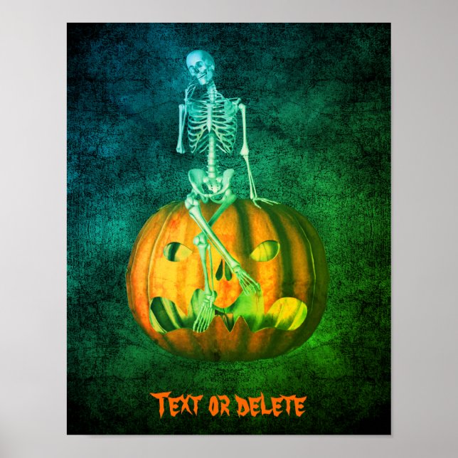 Halloween Skeleton Pumpkin Personalised  Poster (Front)