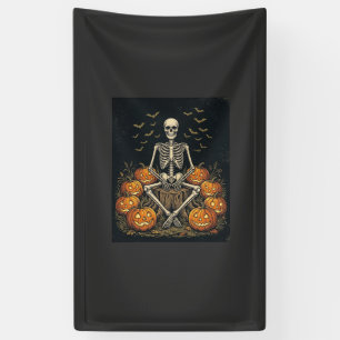 Halloween Skeleton Pumpkin Vintage Retro Design_1 Banner