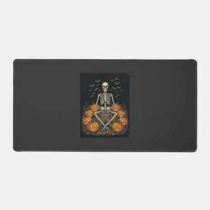Halloween Skeleton Pumpkin Vintage Retro Design_1 Desk Mat