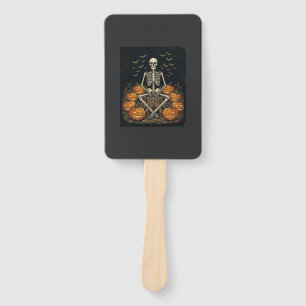 Halloween Skeleton Pumpkin Vintage Retro Design_1 Hand Fan