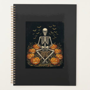 Halloween Skeleton Pumpkin Vintage Retro Design_1 Planner