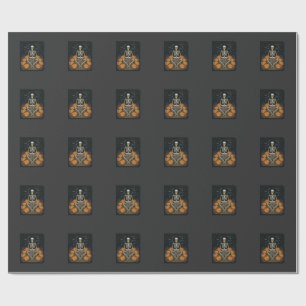 Halloween Skeleton Pumpkin Vintage Retro Design_1 Wrapping Paper