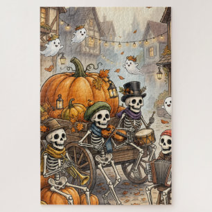 Halloween Skeleton Puzzle   Cute Spooky Pumpkin Ar