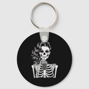 Halloween Skeleton Retro Style Drink Beverage Quir Key Ring