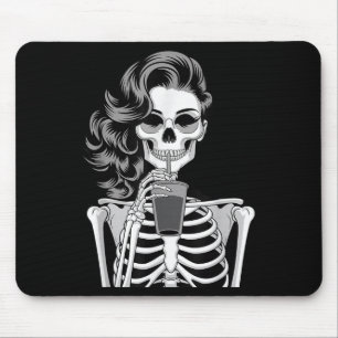 Halloween Skeleton Retro Style Drink Beverage Quir Mouse Pad