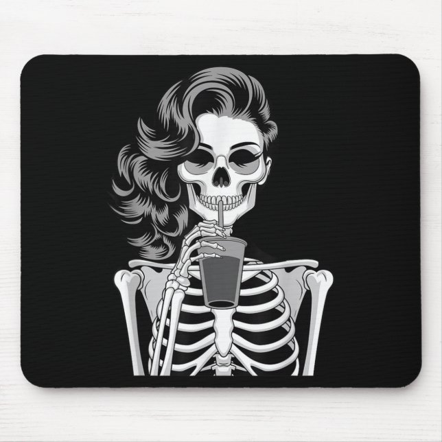 Halloween Skeleton Retro Style Drink Beverage Quir Mouse Pad (Front)