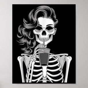 Halloween Skeleton Retro Style Drink Beverage Quir Poster