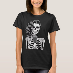 Halloween Skeleton Retro Style Drink Beverage Quir T-Shirt