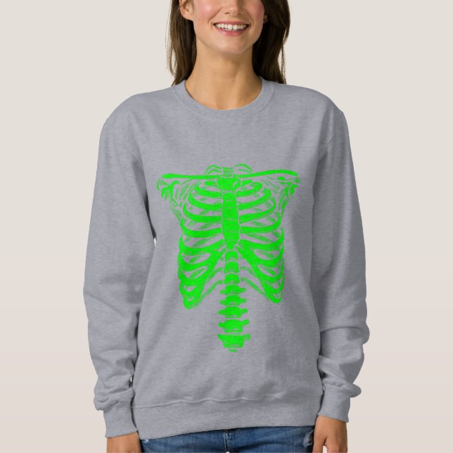 halloween Skeleton Rib Cage acid green Sweatshirt (Front)