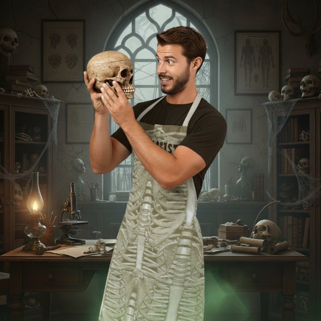 Halloween Skeleton Rib Cage Pattern Osteologist Apron (Spooky skeleton pattern apron just for your Halloween shenanigans )
