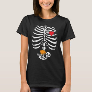 Halloween Skeleton Rib Cage Pregnancy Announcement T-Shirt