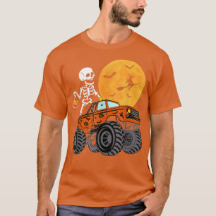 Halloween Skeleton Riding Monster Truck Costume Ki T-Shirt