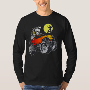 Halloween Skeleton Riding Monster Truck Kids T-Shirt