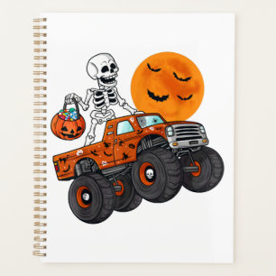 Halloween Skeleton Riding Monster Truck Planner