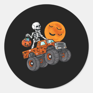 Halloween Skeleton Riding Monster Truck Toddler Bo Classic Round Sticker