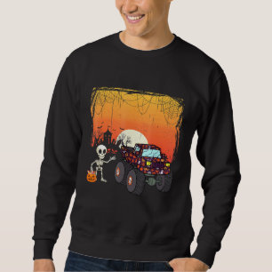Halloween Skeleton Riding Monster Truck Toddler Bo Sweatshirt