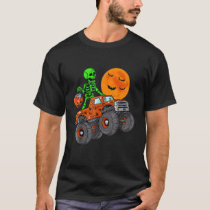 Halloween Skeleton Riding Monster Truck Toddler Bo T-Shirt