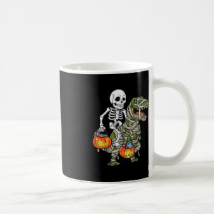 Halloween Skeleton Riding Mummy Dinosaur T Rex Fun Coffee Mug