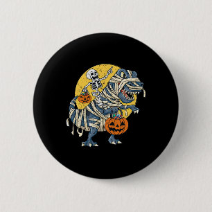 Halloween Skeleton Riding Mummy Dinosaur T rex Pum 6 Cm Round Badge